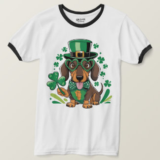Lucky Dackel St Patrick's Day Kleeblatt Hund Liebe T-Shirt