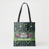 "Lucky Daddy" Kleeblatt Clover Pattern Blue Foto Tasche (Vorderseite)