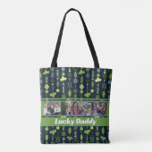 "Lucky Daddy" Kleeblatt Clover Pattern Blue Foto Tasche (Rückseite)