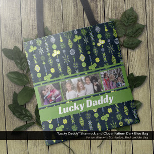 "Lucky Daddy" Kleeblatt Clover Pattern Blue Foto Tasche