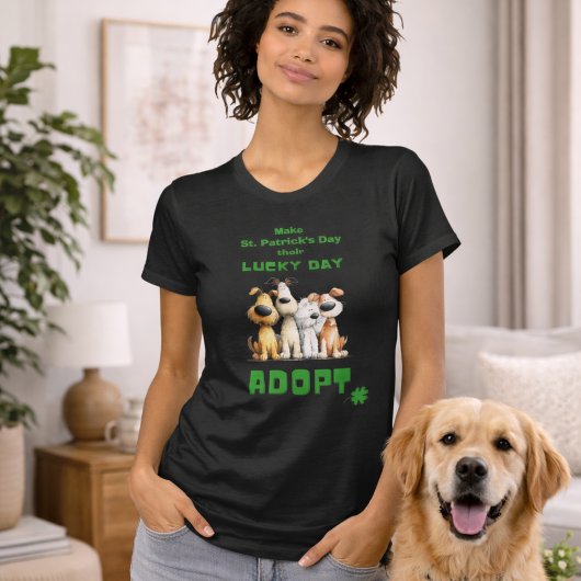Lucky Day Adopt Rescue Dogs Cute St Patrick’s Day T-Shirt