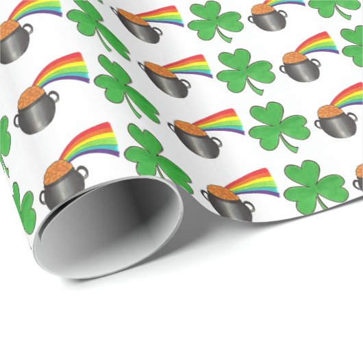 Lucky Day Kleeblatt Rainbow St. Patrick's Day Geschenkpapier (Rolleneckpunkt)