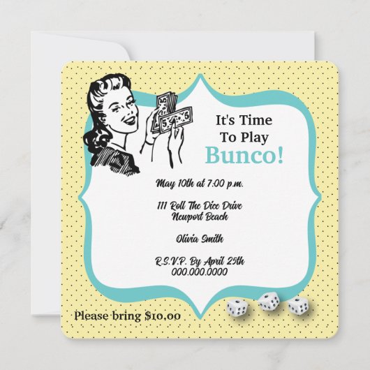 Lucky Dice Player Bunco Party Einladung (Vorderseite)