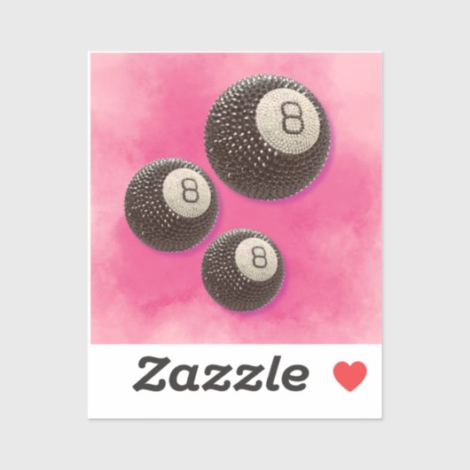 Lucky Disco 8 PINK, Lucky 8 disco Ball, Snooker Aufkleber (Blatt)