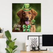 Lucky Dog Funny Custom Foto St. Patrick's Day Poster (Heimbüro)