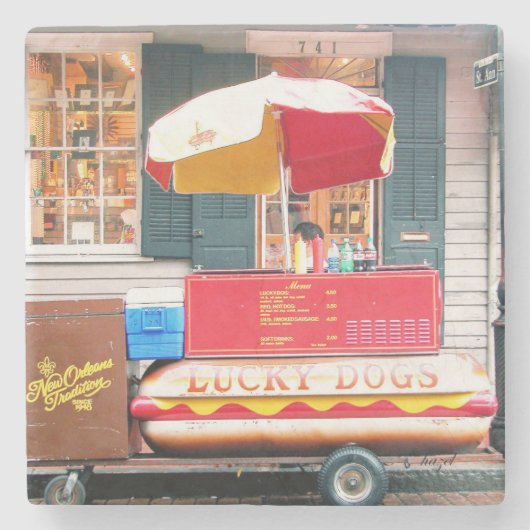 Lucky Dog, Lucky Dog's Untersetzer, New Orleans, Steinuntersetzer (Vorderseite)