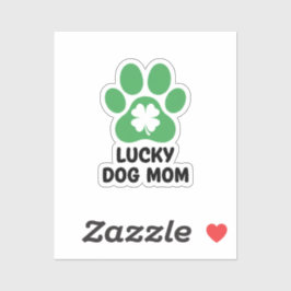 Lucky Dog Mom Green Shamrock Paw Print St Patrick  Aufkleber