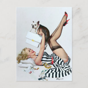 Lucky Dog Pin Up Postkarte