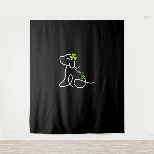Lucky Dog St Patricks Day Niedlich Irish Puppy Sha Wandteppich (Vorderseite)