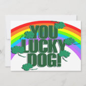Lucky Dog und Rainbow St. Patrick's Day Flat Feiertagskarte (Vorderseite)
