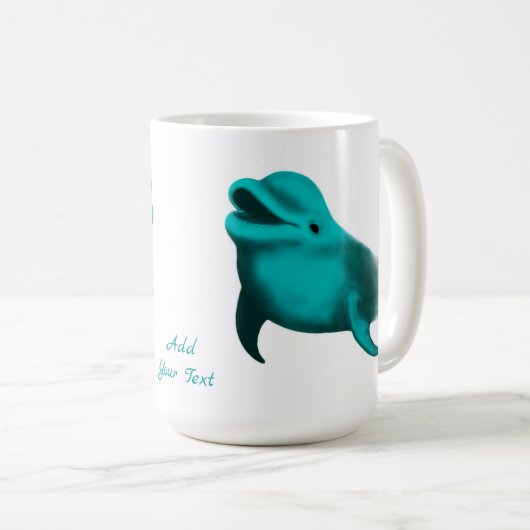 Lucky Dolphin - Ihren Text hinzufügen Kaffeetasse (VorderseiteRechts)