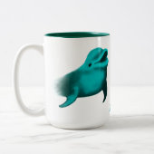 Lucky Dolphin - Ihren Text hinzufügen Zweifarbige Tasse (Links)
