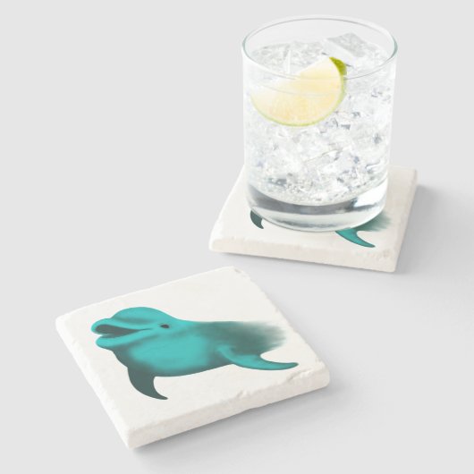 Lucky Dolphin Steinuntersetzer (Seitenansicht)