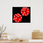 LUCKY DOUBLE SECHS DICE RED DICE Würfeln Poster (Küche)
