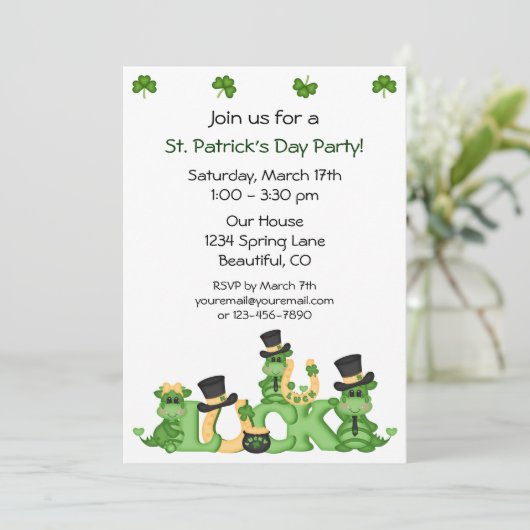 Lucky Dragons St Patrick's Day Party Einladung (Stehend Vorderseite)