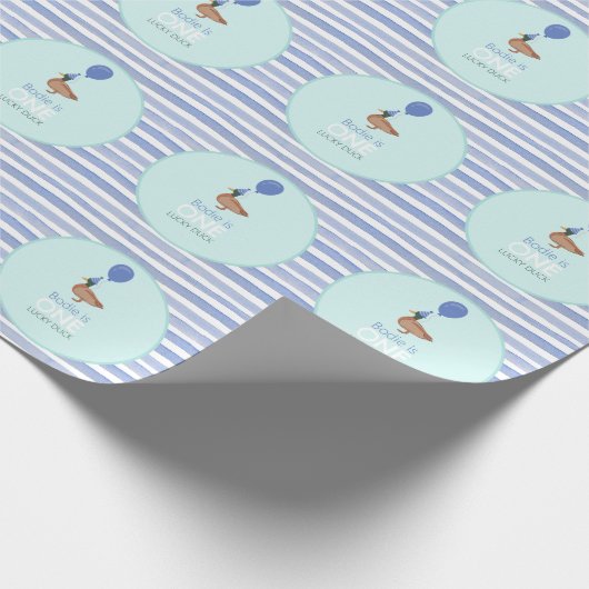 Lucky Duck 1. Geburtstag Geschenkpapier (Ecke)
