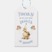 Lucky Duck 1. Geburtstag Party Geschenkanhänger (Vorderseite)