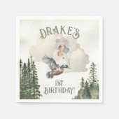 Lucky Duck 1. Geburtstag Party Serviette (Vorderseite)