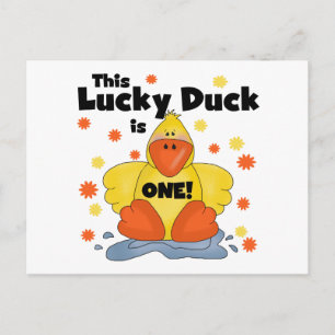 Lucky Duck 1. Geburtstag T - Shirt und Geschenke Postkarte
