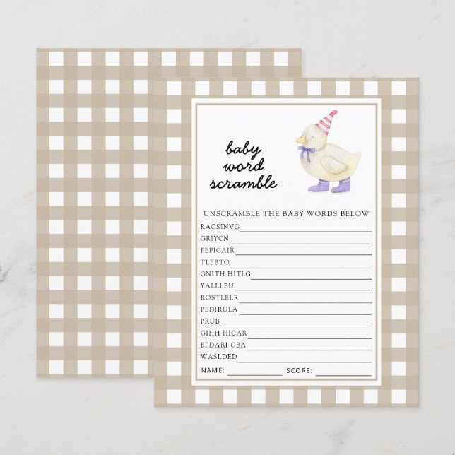 Lucky Duck Baby Word Scramble Game (Vorne/Hinten)