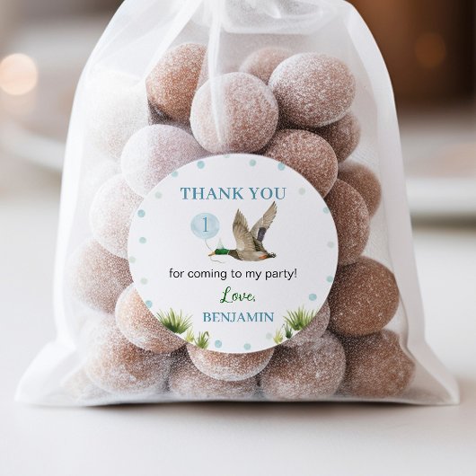 Lucky Duck Boy Birthday Runder Aufkleber