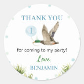 Lucky Duck Boy Birthday Runder Aufkleber (Vorderseite)