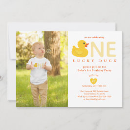 Lucky Duck First Birthday Photo Invitation Einladung