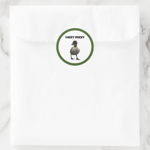 Lucky Duck Funny Niedlich Duckling Bird Foto Art Runder Aufkleber