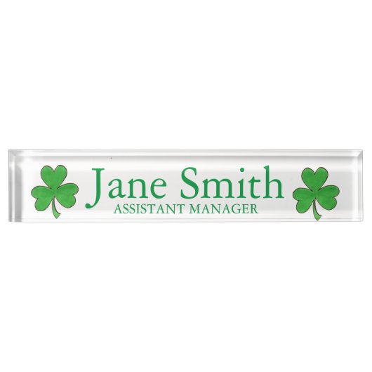 Lucky Duck Green Kleeblatt Saint Patrick's Day Namensplakette (Vorderseite)