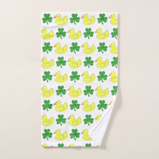 Lucky Duck Irish Kleeblatt Clover Rubber Ducky Badhandtuch Set (Handtuch)