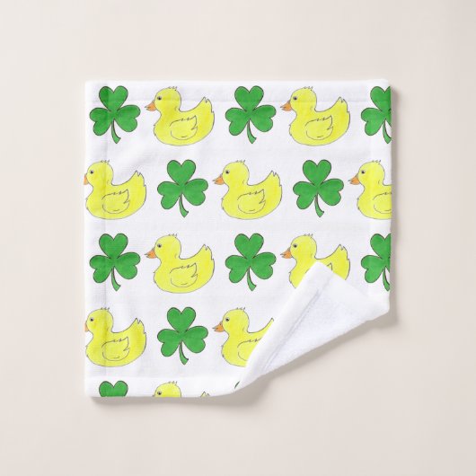 Lucky Duck Irish Kleeblatt Clover Rubber Ducky Badhandtuch Set (Waschlappen)
