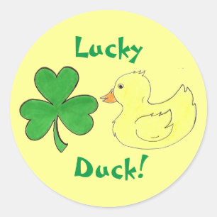 Lucky Duck Kleeblatt Ducky St. Patricks Day Sticke Runder Aufkleber