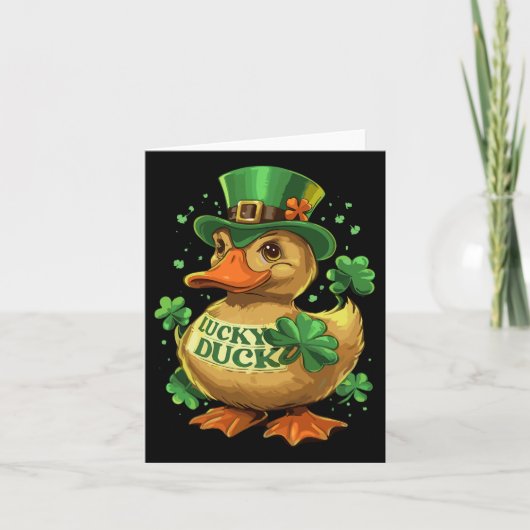 Lucky Duck Kleeblatt Funny St Patricks Day Karte (Vorderseite)