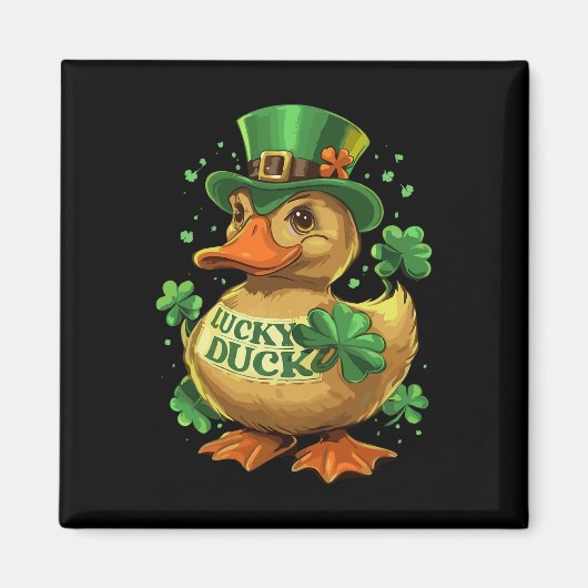 Lucky Duck Kleeblatt Funny St Patricks Day Magnet (Vorne)