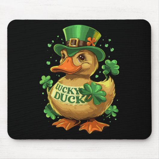 Lucky Duck Kleeblatt Funny St Patricks Day Mousepad (Vorne)