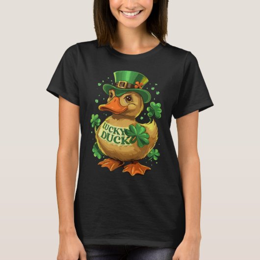Lucky Duck Kleeblatt Funny St Patricks Day T-Shirt (Vorderseite)
