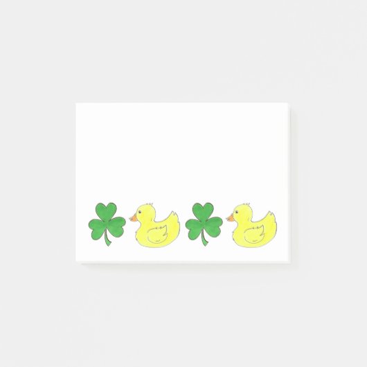 Lucky Duck Kleeblatt Rubber Ducky St. Paddy's Day Post-it Klebezettel (Vorderseite)
