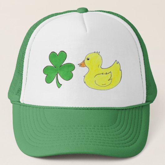 Lucky Duck Kleeblatt Rubber Ducky St. Patrick's Da Truckerkappe (Vorderseite)