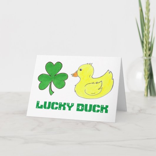 Lucky Duck Kleeblatt St. Patrick's Day Viel Glück Karte (Vorderseite)