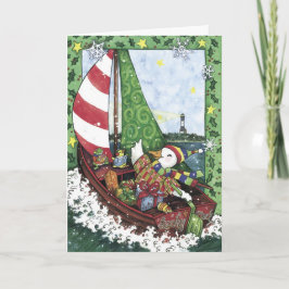 Lucky Duck Sailboat, Weihnachtskarte Feiertagskarte
