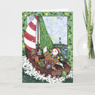Lucky Duck Sailboat, Weihnachtskarte Feiertagskarte