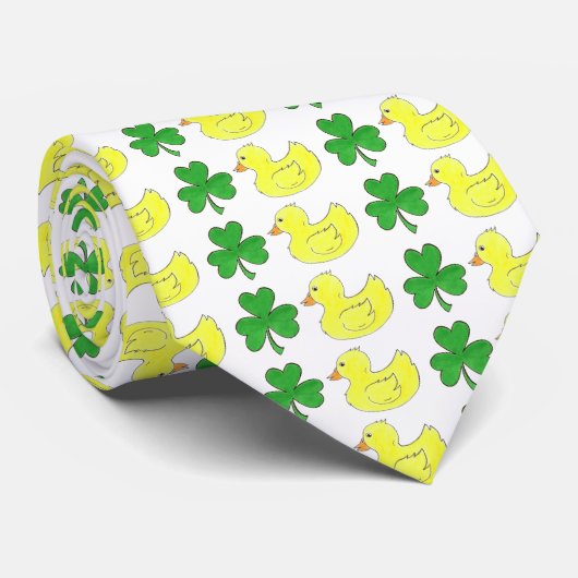 Lucky Duck St. Patrick's Day Kleeblatt Rubber Duck Krawatte (Gerollt)