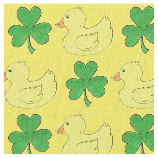 Lucky Duck St. Patrick's Day Rubber Ducky Kleeblat Stoff (Nahaufnahme)
