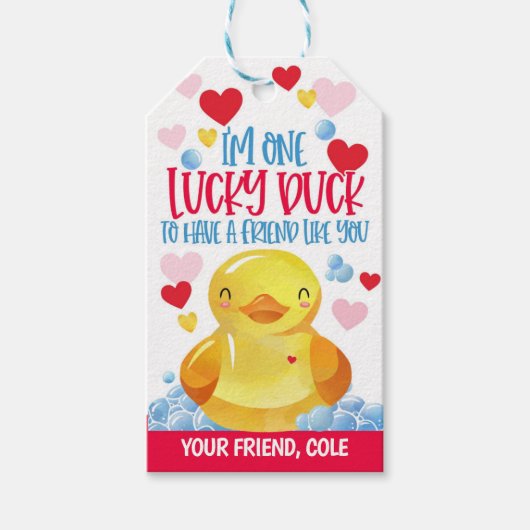 Lucky Duck Valentine Favor Tag Geschenkanhänger (Vorderseite)