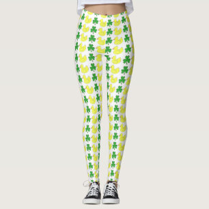 Lucky Duck Yellow Rubber Ducky Green Kleeblatt Leggings
