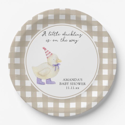 Lucky Duckling Baby Dusche Pappteller (Vorderseite)