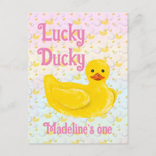 Lucky Ducky Einladung zum ersten Geburtstag Postkarte