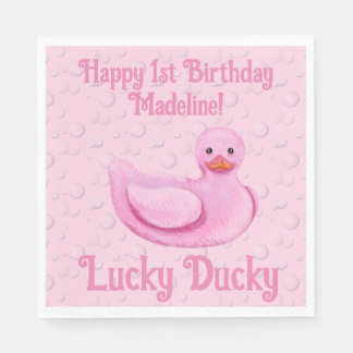 Lucky Ducky Einladung zum ersten Geburtstag Serviette
