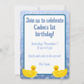 Lucky Ducky Erste Geburtstagseinladung Einladung (Rückseite)