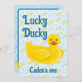 Lucky Ducky First Birthday Invitation Einladung (Vorne/Hinten)